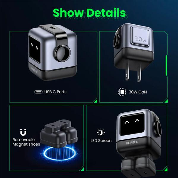 Củ Sạc Nhanh UGREEN GaN Nexode Robot USB-C 30W