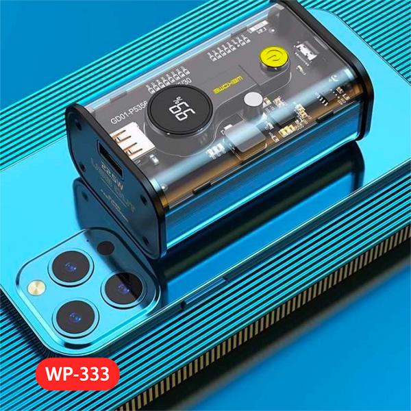 Pin Sạc Dự Phòng WEKOME WP-333 10.000mAh 22.5W Có 2 Cổng Output 1C/1A, Thiết Kế Trong Suốt