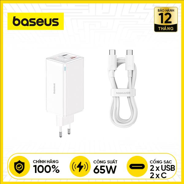 Bộ Sạc Nhanh BASEUS GaN6 Pro 2C+2U 65W | Kèm Cáp Sạc C-C 100W 1m Chính Hãng