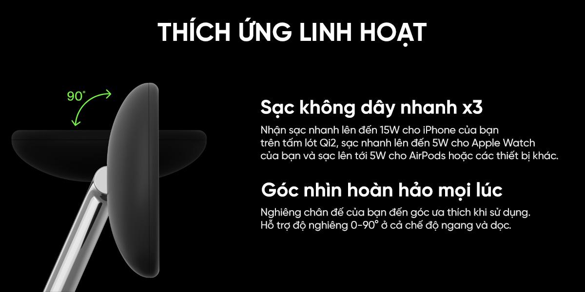 Đế Sạc Không Dây Belkin Magsafe 3 in 1 Boost Charge Pro 15W