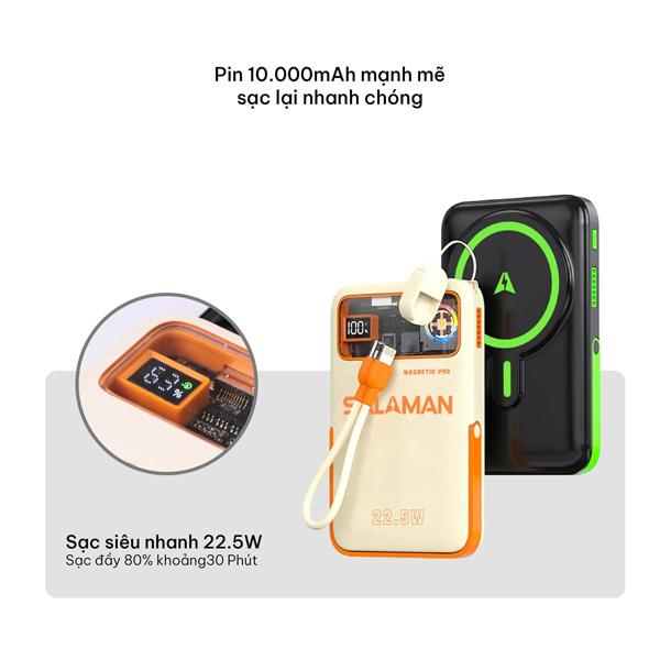 Pin Sạc Dự Phòng Salaman Airfan Magnetic Pro 10.000 mAh 22.5W