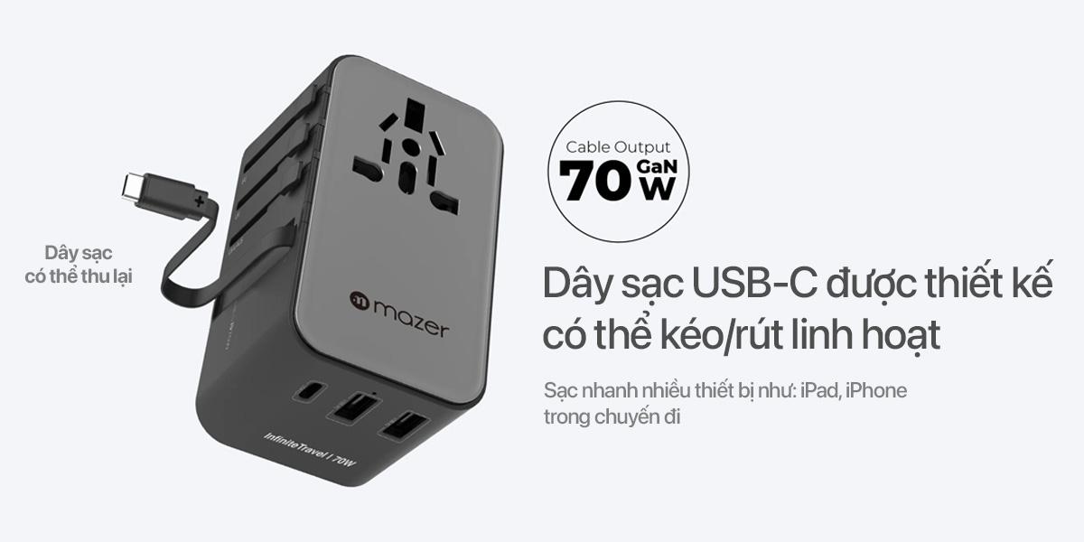 Củ Sạc Nhanh Mazer Infinite Travel PD 70W Chính Hãng