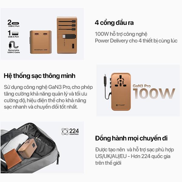 Bộ Chuyển Đổi Du Lịch Mazer Infinite Travel GaN 3 Pro PD 100W