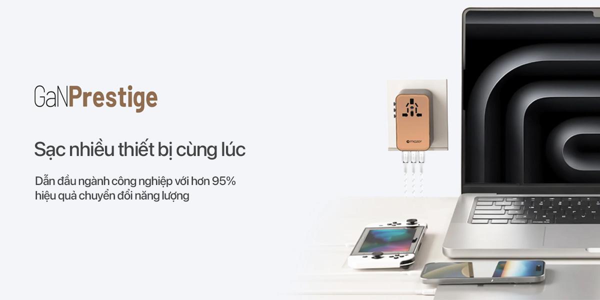Bộ Chuyển Đổi Du Lịch Mazer Infinite Travel GaN 3 Pro PD 160W Chính Hãng