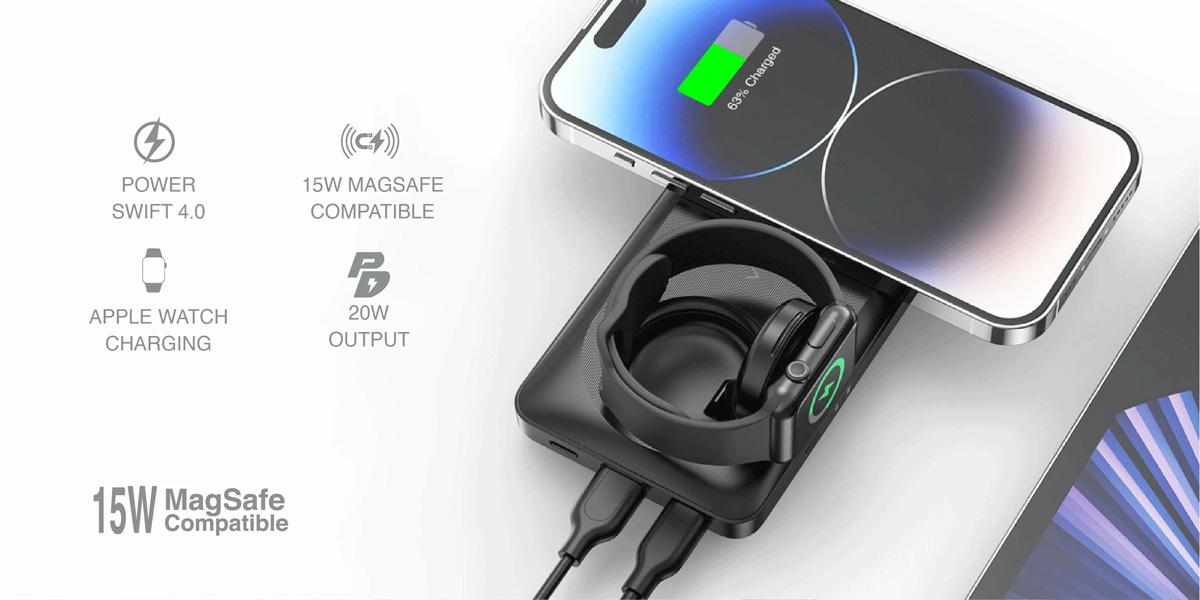 Pin Sạc Dự Phòng Mazer MagAir14 DUO 15W 10.000mAh Chính Hãng
