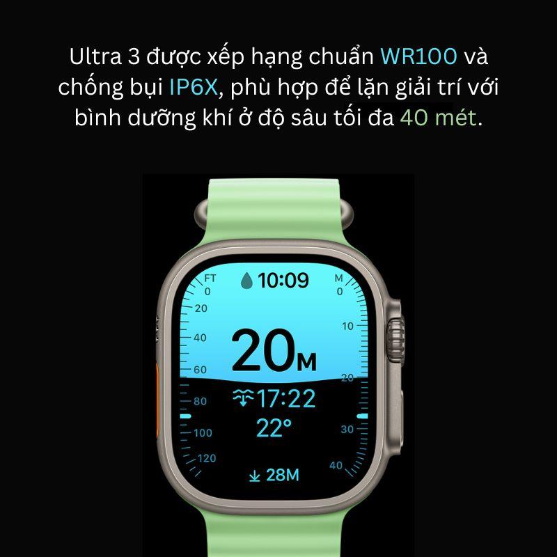 Apple Watch Ultra 3 49mm GPS + Cellular Viền Titanium Đen - Dây Ocean Chính Hãng Apple Việt Nam