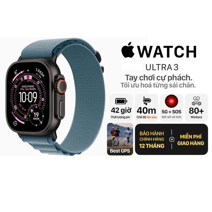 Apple Watch Ultra 3 49mm GPS + Cellular Viền Titanium Đen - Dây Alpine Chính Hãng Apple Việt Nam