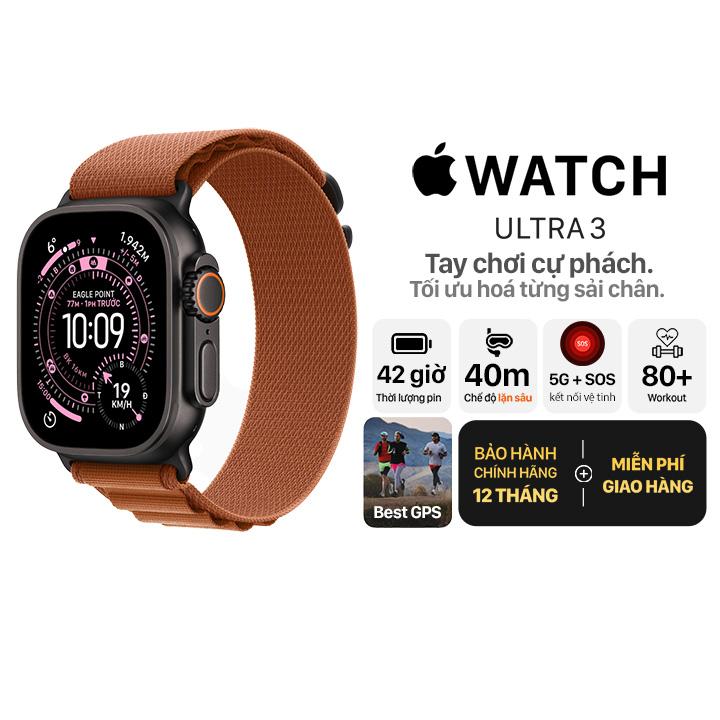 Apple Watch Ultra 3 49mm GPS + Cellular Viền Titanium Đen - Dây Alpine Chính Hãng Apple Việt Nam