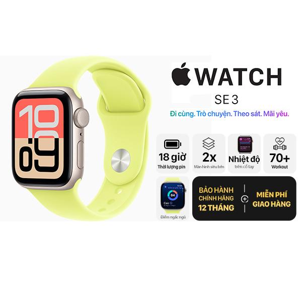 Apple Watch SE 3 40mm GPS Viền Nhôm Dây Cao Su Chính Hãng Apple Việt Nam