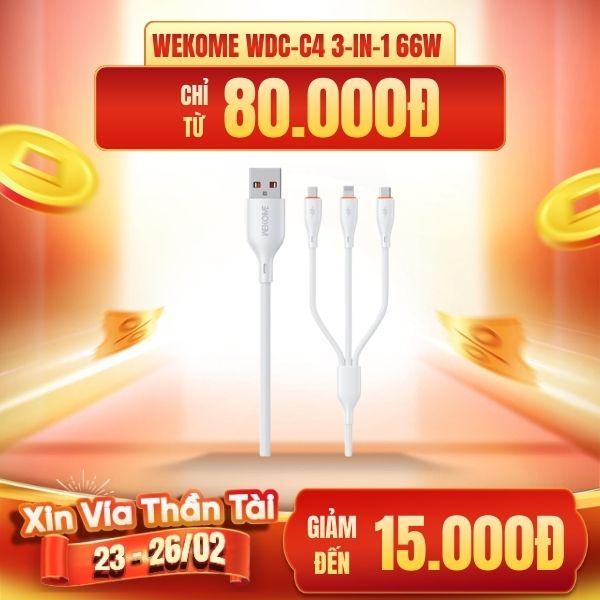 Cáp Sạc WEKOME WDC-C4 3-IN-1 66W QIN PVC