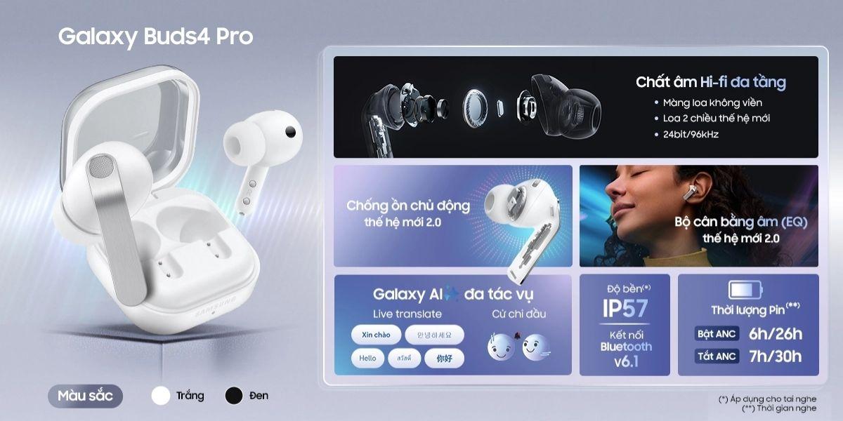 Tai Nghe Bluetooth Samsung Galaxy Buds4 Pro Chính Hãng