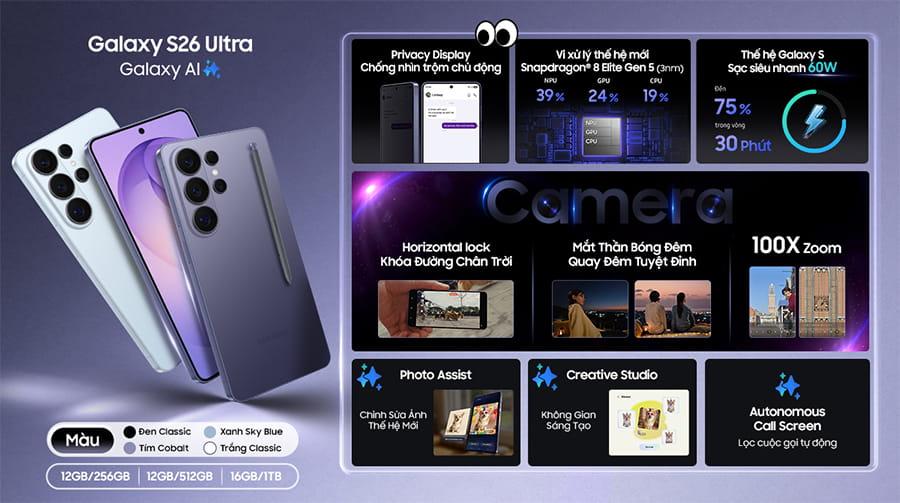 Samsung Galaxy S26 Ultra 12GB/512GB Chính Hãng
