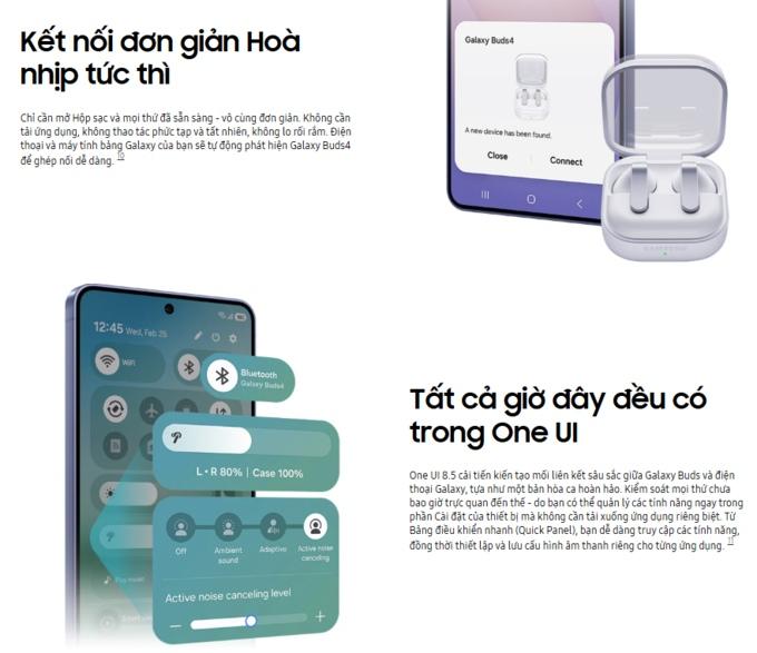 khả năng kết nối tr&ecirc;n Galaxy Buds4