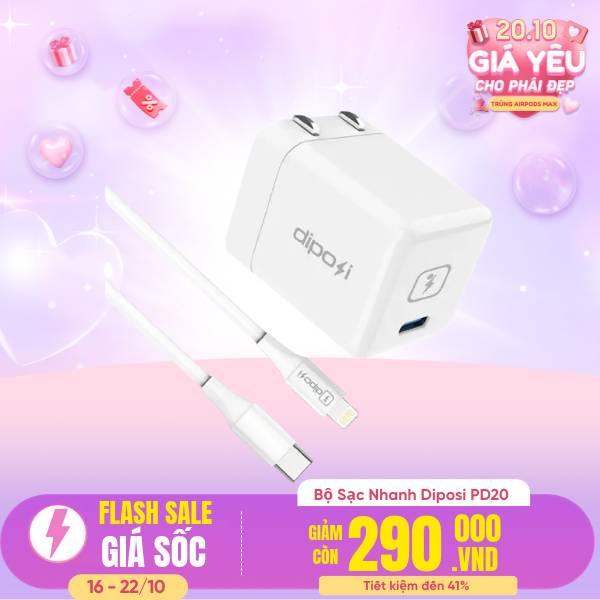 Bộ Sạc Nhanh Diposi Kèm Cáp C-Lightning PD20W Chính Hãng
