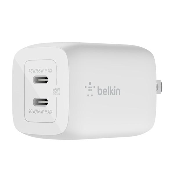 Củ Sạc Nhanh BELKIN 2 Cổng USB-C 65W PD 3.0 PPS GaN White (WCH013)