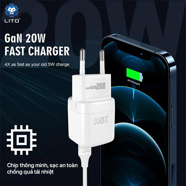 Củ Sạc LITO LC10 GAN 20W Likenew Fullbox