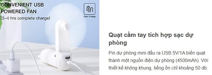 Quạt cầm tay mini 3 in 1 Jisulife F8X hỗ trợ sạc
