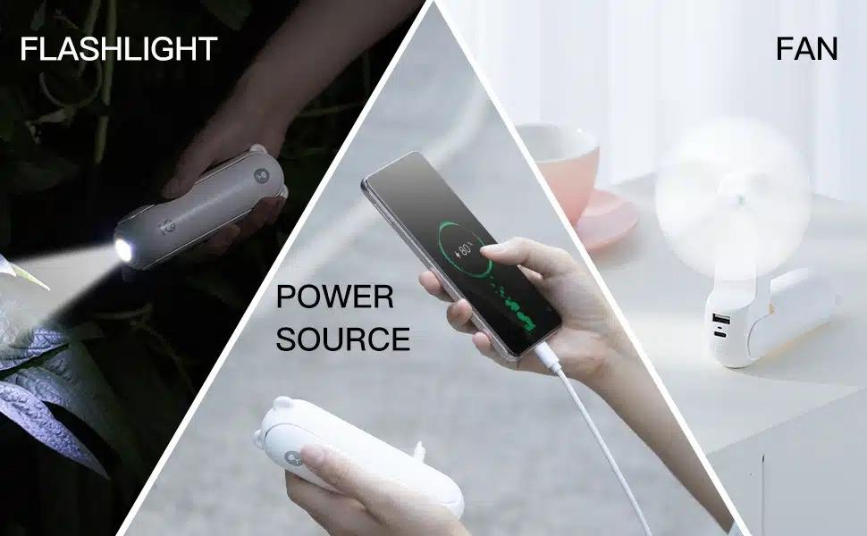 dung lượng pin Quạt cầm tay mini 3 in 1 Jisulife F8X
