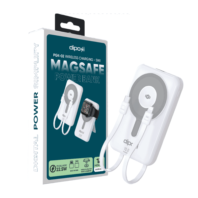 Pin Sạc Dự Phòng DIPOSI DiPow Magnetic 5in1 Digital Display 10000mAh Sạc Nhanh 22.5W PGK-02 Chính Hãng