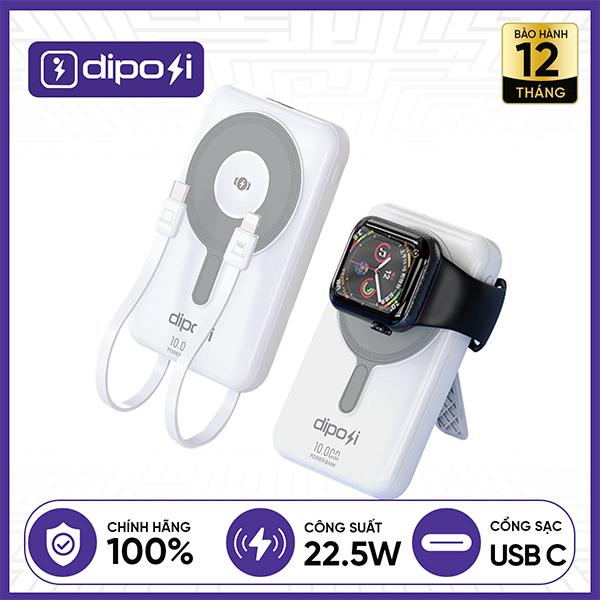 Pin Sạc Dự Phòng DIPOSI DiPow Magnetic 5in1 Digital Display 10000mAh Sạc Nhanh 22.5W PGK-02 Chính Hãng