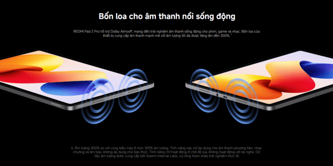Âm thanh nổi sống động với hệ thống 4 loa Dolby Atmos