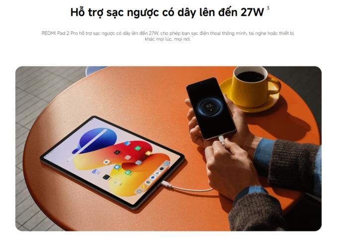 Hỗ trợ sạc ngược có dây 27W