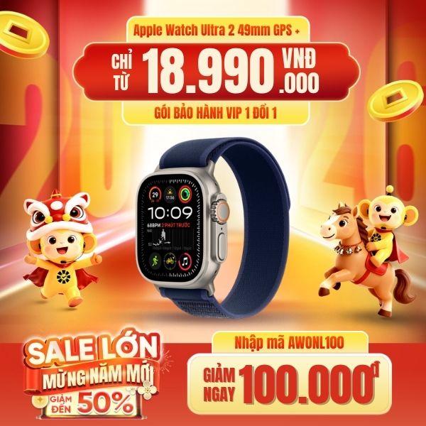 Apple Watch Ultra 2 49mm GPS + Cellular Viền Titanium Tự Nhiên Dây Trail Chính Hãng Apple Việt Nam