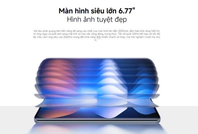 Màn hình AMOLED 6.77 inch sáng