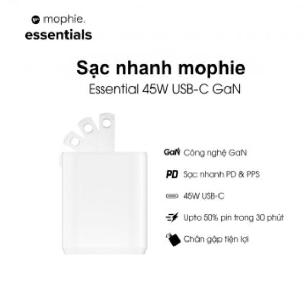 Củ Sạc Mophie Essentials 1C GaN 45W Chính Hãng