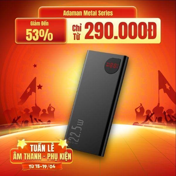 Pin Sạc Dự Phòng BASEUS Sạc Nhanh 22.5W 10.000mAh Mong Gọn, Có Màn Hình Hiển Thị Dung Lượng Pin (Adaman Metal Series)