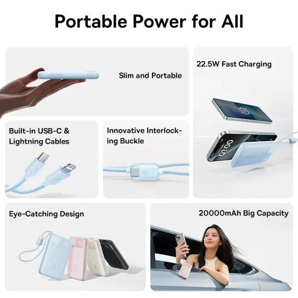 Pin Sạc Dự Phòng Baseus Enerfill FC11 20.000mAh 22.5W Kèm Cáp Type-C - Lightning