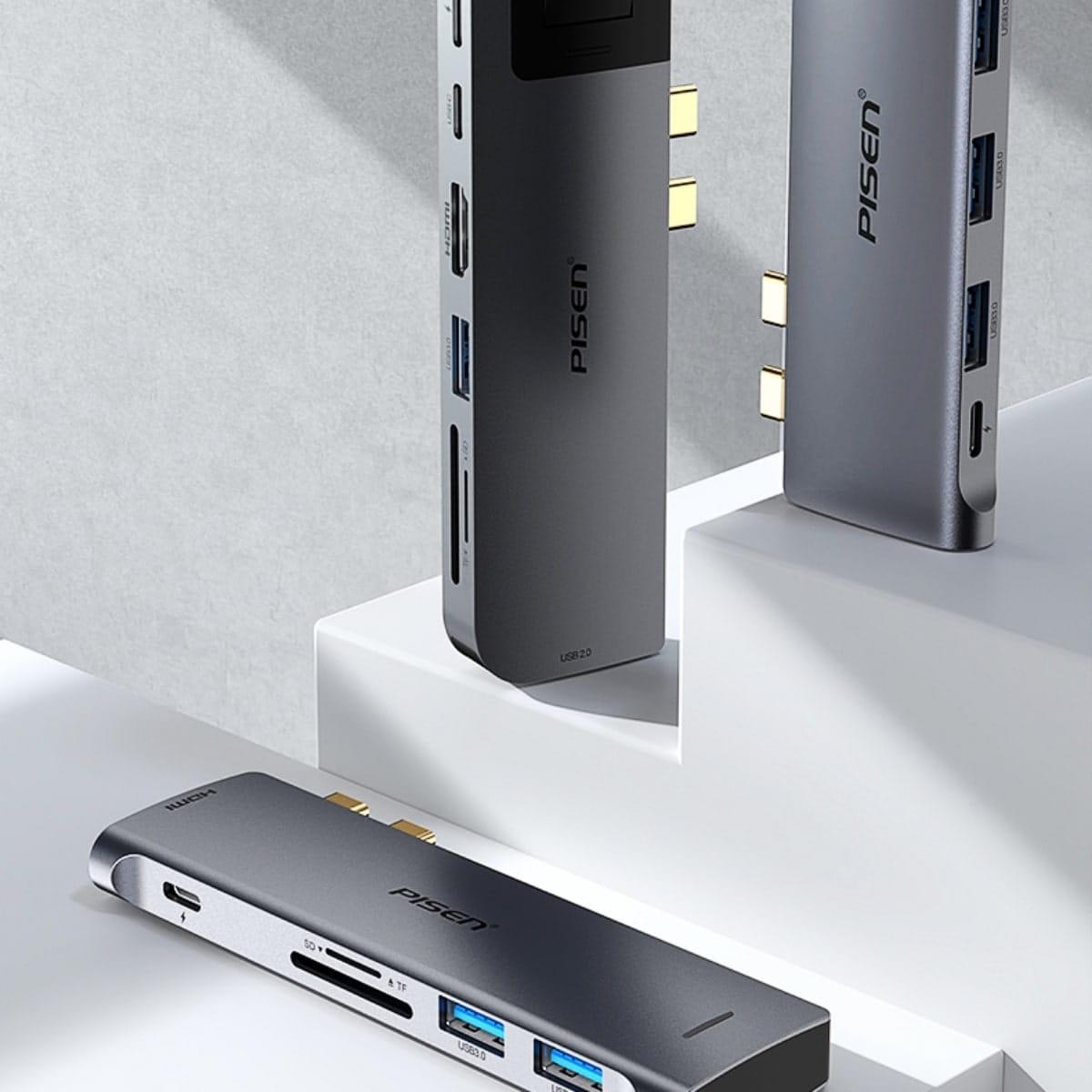 Hub Chuyển Đổi Pisen Dual Type-C 5 in 1 Chính Hãng