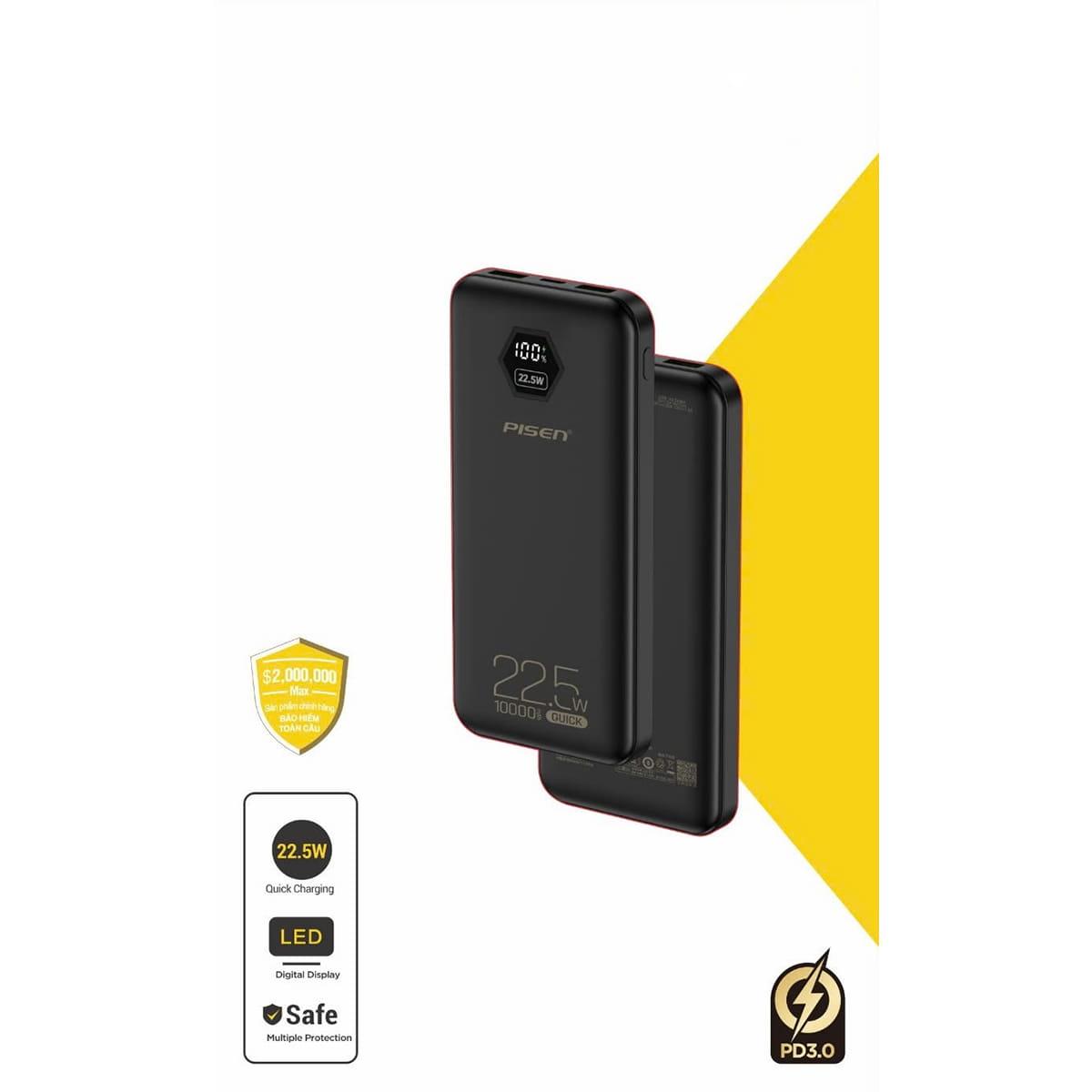 Pin Sạc Dự Phòng Pisen Quick Power Cube 22.5W 10000mAh Chính Hãng
