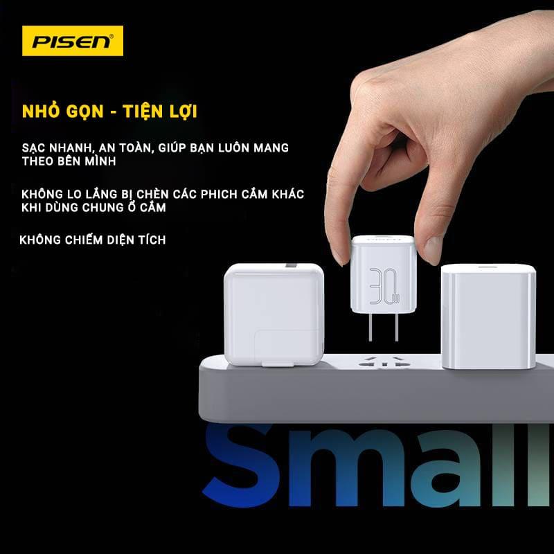 Cáp Sạc Pisen Mr White 3IN1 USB-A To Lightning/Type-C/Micro 1.2m Chính Hãng