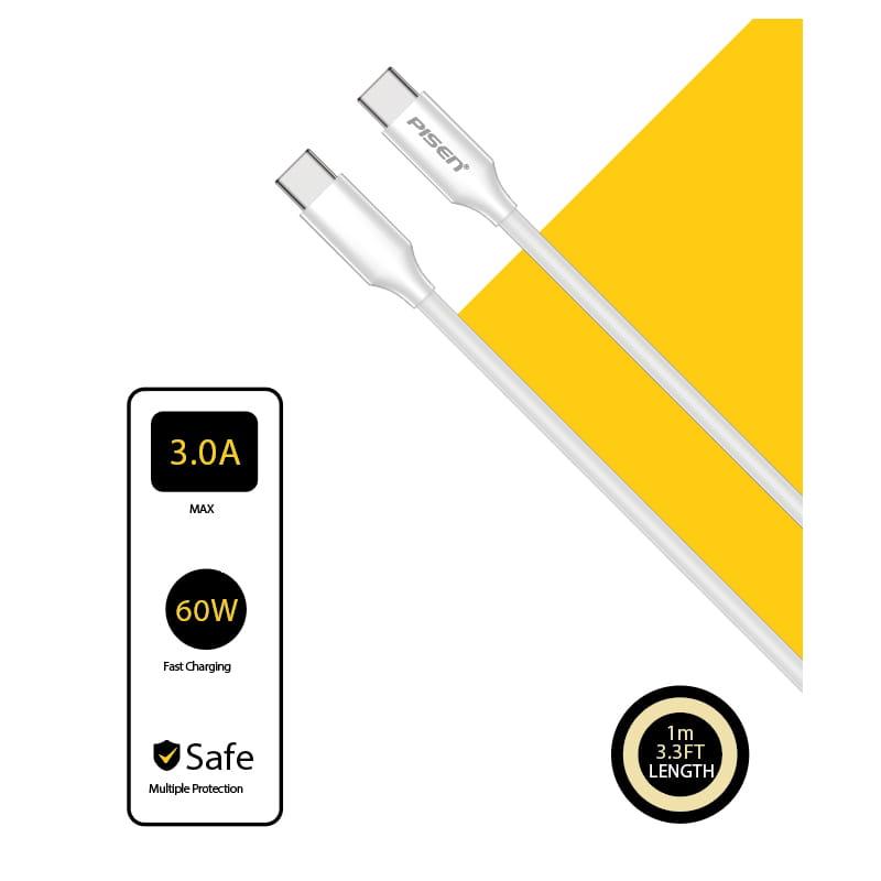 Cáp Sạc Pisen Quick Mr White C To C 60W Chính Hãng
