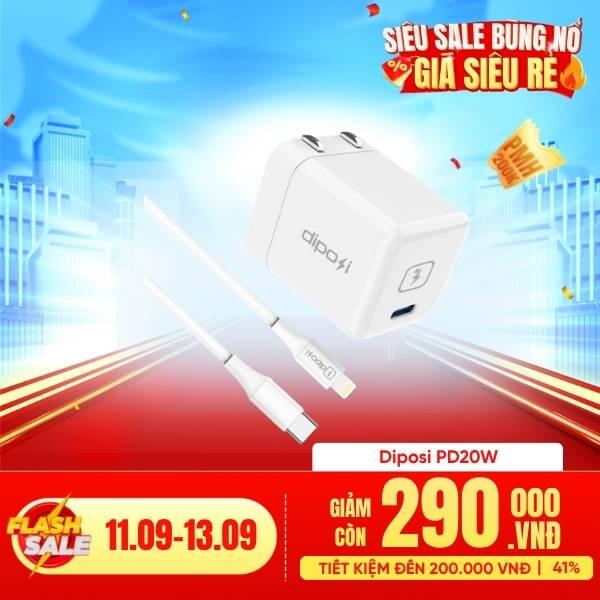 Bộ Sạc Nhanh Diposi Kèm Cáp C-Lightning PD20W Chính Hãng