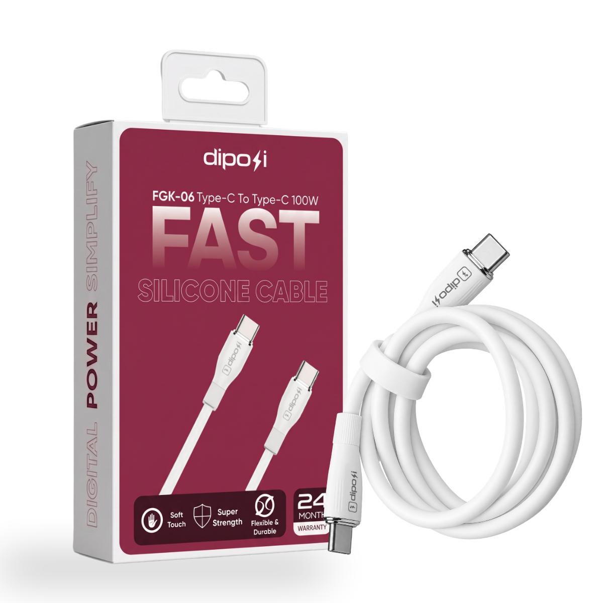 Cáp sạc Silicone Diposi Type-C to Type-C 100W Chính Hãng
